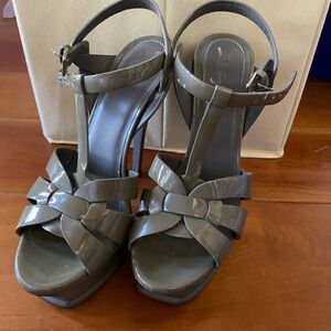 Authentic Ysl Saint Laurent tribute sandals greenish nude beige 37.5